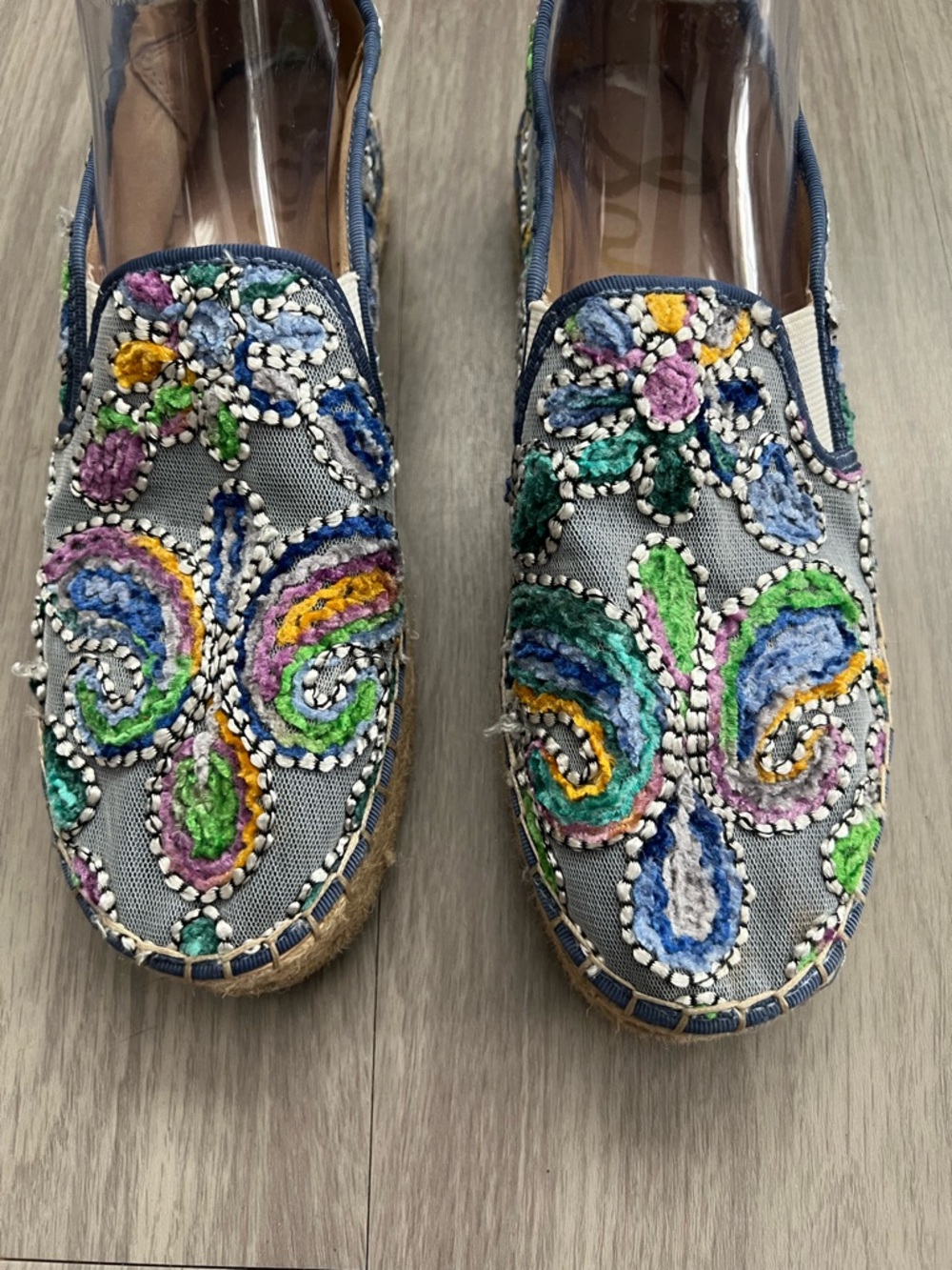 Sam Edelman Beaded Embroidered Espadrilles Multicolor Boho Slip-On Flats Size 11 - Picture 4 of 16